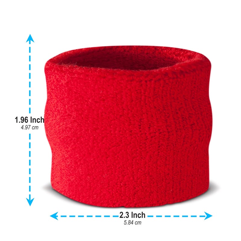 Suddora Wrist Sweatbands, Absorbent and Breathable Thick Cotton Bands for Working Out, Gymnastics, Basketball, Tennis, and Football, Multiuse Wristbands for Costumes and Cosplay, Red - Image 3